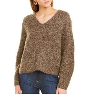 Vince Cropped V-Neck Sweater XS Brown Polyamide Alpaca Mohair Merino Wool 141Z